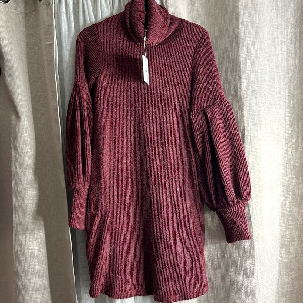 Wine Turtleneck Sweater Dress - NEW WITH TAGS